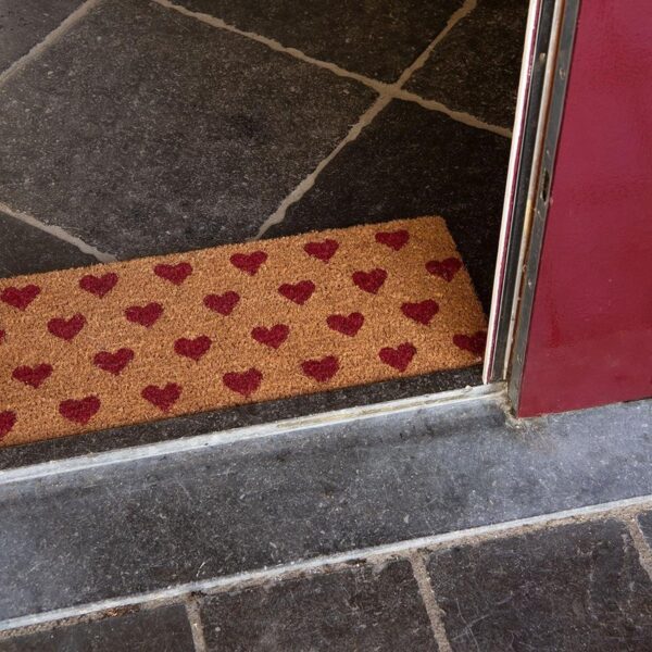 Clayre & Eef Deurmat 75x22 cm Rood Kokosvezel Rubber Rechthoek Hart Kokosmat Mat Schoonloopmat - Afbeelding 2