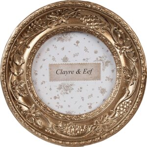 Clayre & Eef Fotolijst 7x7 cm Goudkleurig Kunststof Glas Rond Fotokader