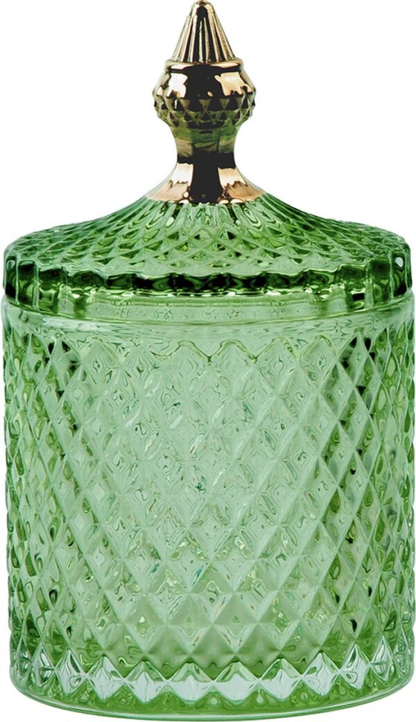 Clayre & Eef Glazen potje Ø 11x18 cm Groen Glas Potje met deksel