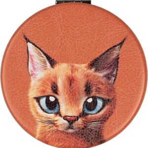 Clayre & Eef Handspiegel Ø 7 cm Oranje Kunststof Glas Rond Kat