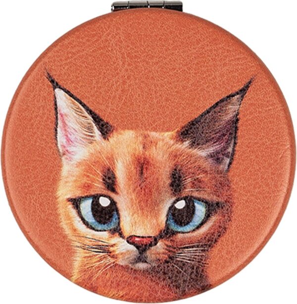 Clayre & Eef Handspiegel Ø 7 cm Oranje Kunststof Glas Rond Kat