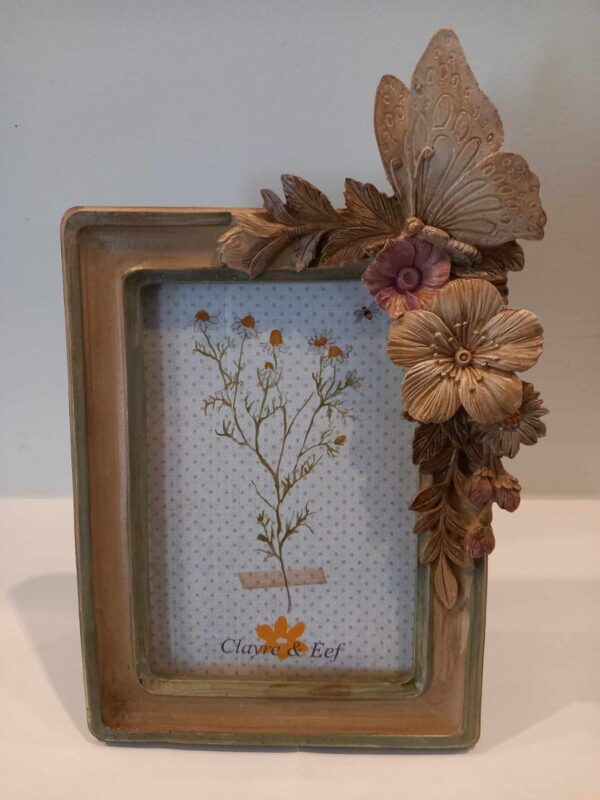 Clayre & Eef Fotolijst 10x15 cm Bruin Beige Kunststof Glas Bloemen Fotokader - Afbeelding 8