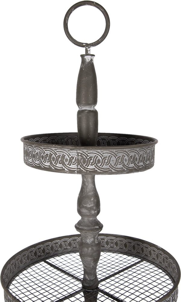Clayre & Eef Etagère 3 laags Ø 38x80 cm Grijs Ijzer Serveerschaal - Afbeelding 2