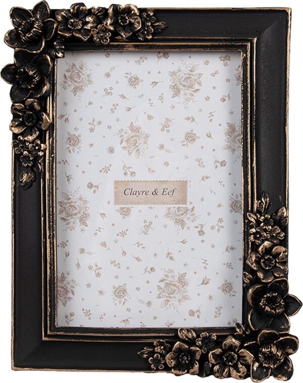 Clayre & Eef Fotolijst 10x15 cm Zwart Kunststof Glas Fotokader