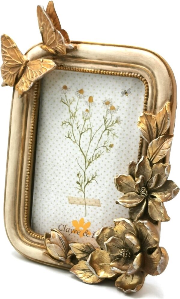 Clayre & Eef Fotolijst 10x15 cm Goudkleurig Kunststof Glas Bloemen Fotokader - Afbeelding 7