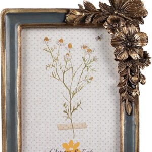 Clayre & Eef Fotolijst 13x18 cm Groen Goudkleurig Kunststof Glas Bloemen Fotokader