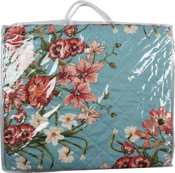 Clayre & Eef Bedsprei 140x220 cm Blauw Roze Katoen Polyester Rechthoek Bloemen Sprei - Afbeelding 2