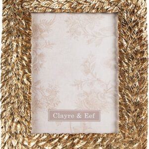Clayre & Eef Fotolijst 13x18 cm Goudkleurig Kunststof Glas Rechthoek Fotokader Wissellijst Foto Frame