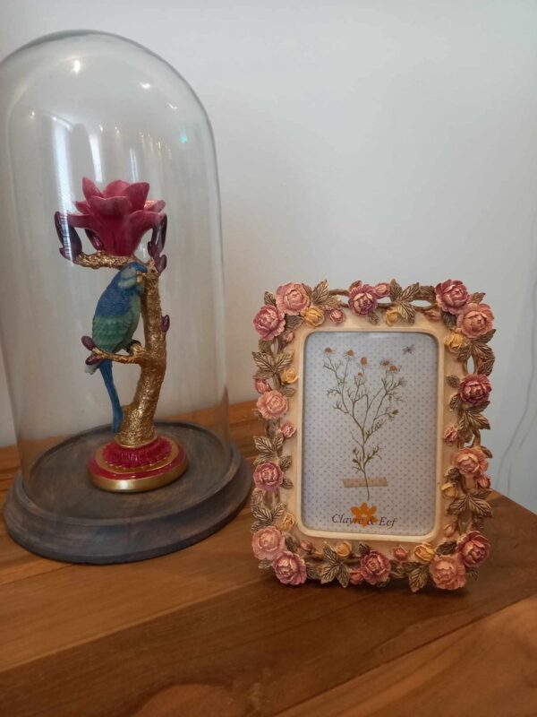 Clayre & Eef Fotolijst 10x15 cm Roze Kunststof Glas Roosjes Fotokader - Afbeelding 4