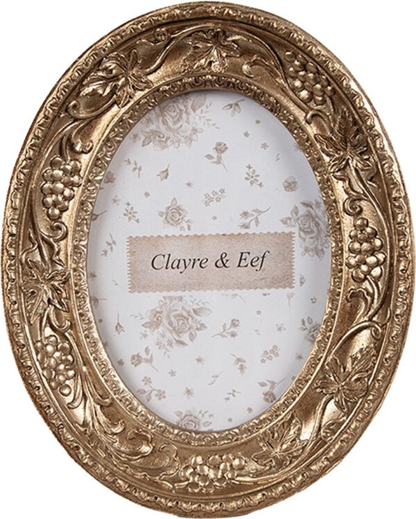 Clayre & Eef Fotolijst 6x9 cm Goudkleurig Kunststof Glas Ovaal Fotokader