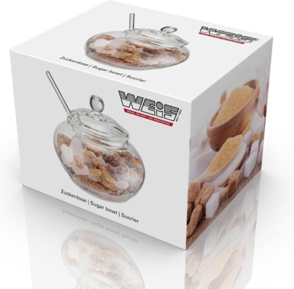 Weis Suikerpot glas Ø 10 cm incl. Deksel en lepel - Afbeelding 2
