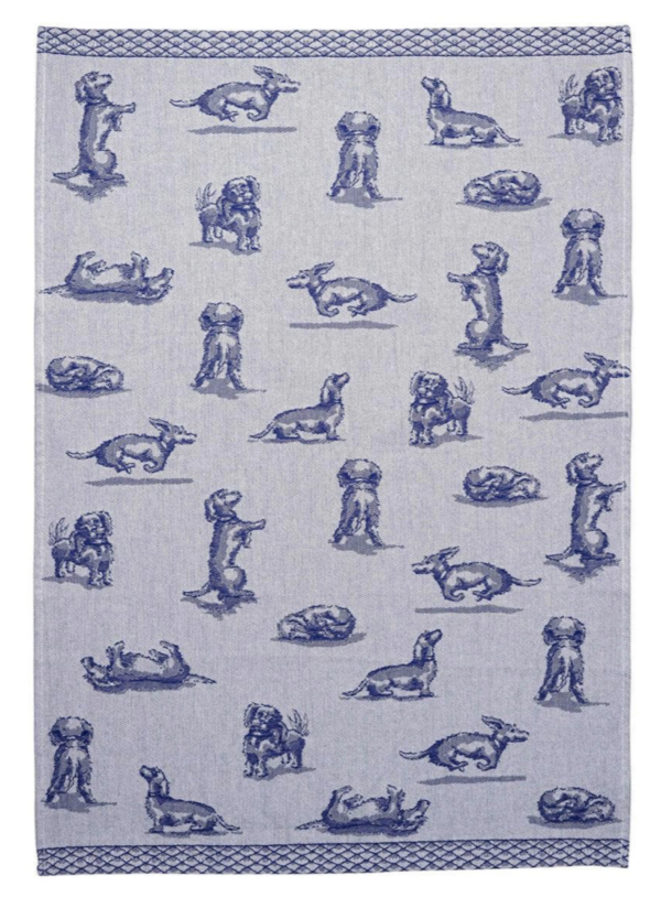Heinen Delfts Blauw - Theedoek - Teckel Nhaan - Katoen - 50x70 cm