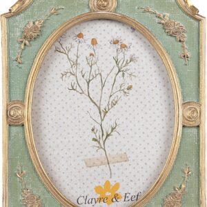 Clayre & Eef Fotolijst 13x18 cm Groen Goudkleurig Kunststof Glas Fotokader