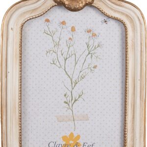 Clayre & Eef Fotolijst 10x15 cm Beige Goudkleurig Kunststof Glas Rechthoek Fotokader