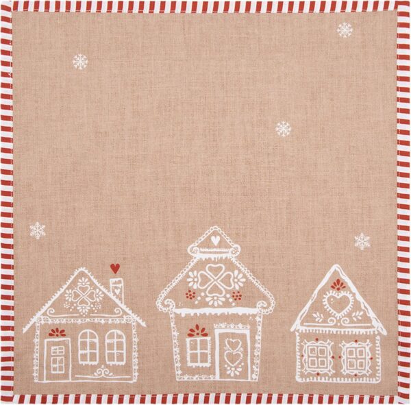 Clayre & Eef Servetten Katoen Set van 6 40x40 cm Bruin Katoen Gingerbread house - Afbeelding 5