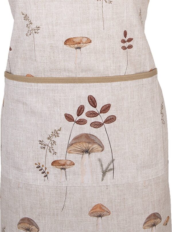 Clayre & Eef Keukenschort 70x85 cm Beige Katoen Paddenstoelen - Afbeelding 2