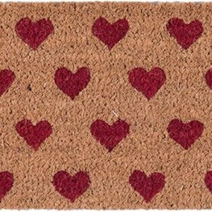 Clayre & Eef Deurmat 75x22 cm Rood Kokosvezel Rubber Rechthoek Hart Kokosmat Mat Schoonloopmat