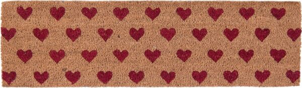 Clayre & Eef Deurmat 75x22 cm Rood Kokosvezel Rubber Rechthoek Hart Kokosmat Mat Schoonloopmat