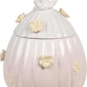 Clayre & Eef Voorraadpot Ei Ø 16x23 cm Roze Keramiek Ovaal