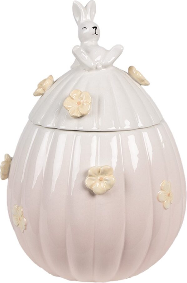 Clayre & Eef Voorraadpot Ei Ø 16x23 cm Roze Keramiek Ovaal