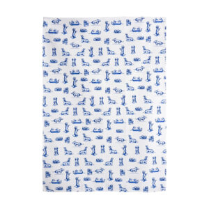 Heinen Delfts Blauw - Theedoek - Teckel Nhaan - Wit - Katoen - 50 x 70 cm