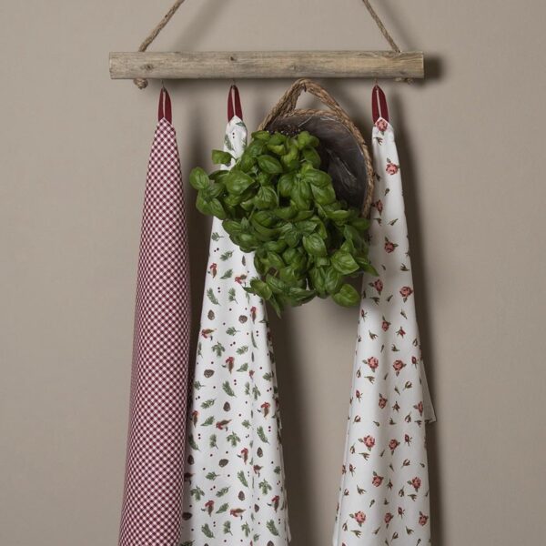 Clayre & Eef Theedoek 50x70 cm Rood Wit Katoen Ruit Keukenhanddoek - Afbeelding 2