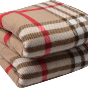 Clayre & Eef Plaid 180x200 cm Beige Polyester Ruiten Deken