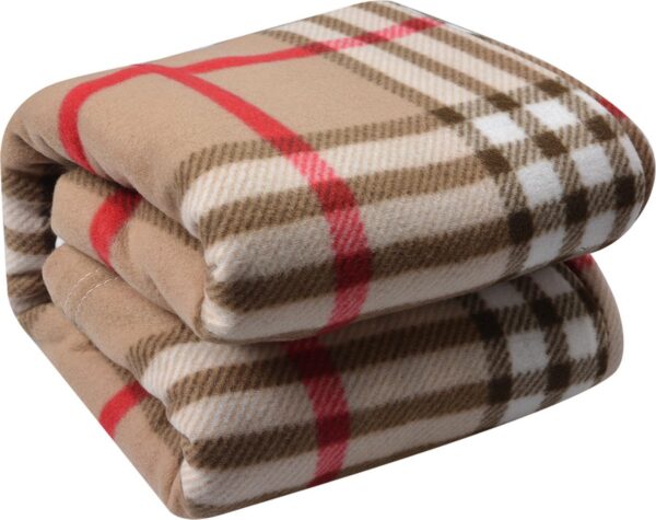 Clayre & Eef Plaid 180x200 cm Beige Polyester Ruiten Deken