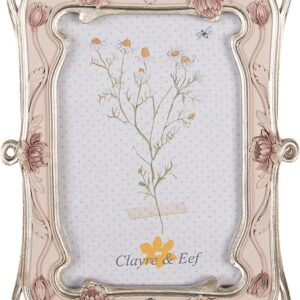 Clayre & Eef Fotolijst 10x15 cm Roze Kunststof Glas Rechthoek Fotokader
