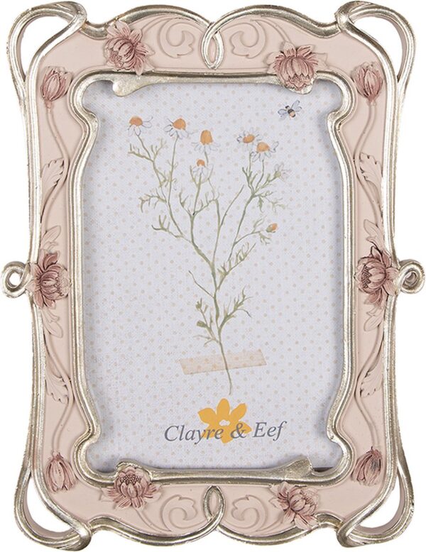 Clayre & Eef Fotolijst 10x15 cm Roze Kunststof Glas Rechthoek Fotokader