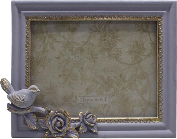 Clayre & Eef Fotolijst 18x13 cm Grijs Goudkleurig Kunststof Rechthoek Vogel Fotokader Wissellijst Foto Frame - Afbeelding 2