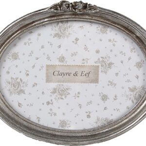 Clayre & Eef Fotolijst 18x13 cm Zilverkleurig Kunststof Glas Ovaal Fotokader