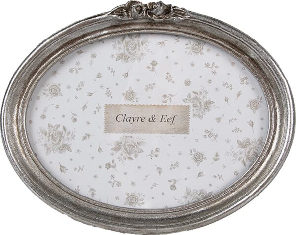 Clayre & Eef Fotolijst 18x13 cm Zilverkleurig Kunststof Glas Ovaal Fotokader
