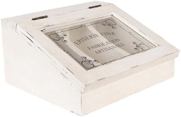Clayre & Eef Theedoos 18x16x9 cm Wit Hout - Afbeelding 3
