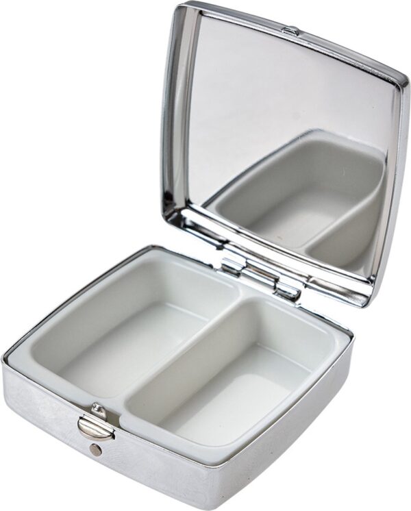 Clayre & Eef Pillendoosje 5x5 cm Grijs IJzer Glas Vierkant Roosjes - Afbeelding 2