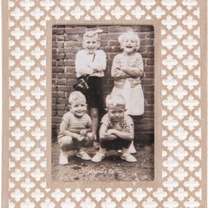 Clayre & Eef Fotolijst 10x15 cm Wit Bruin Hout Glas Rechthoek Fotokader
