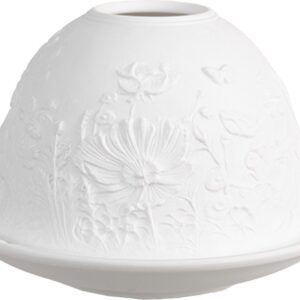 Clayre & Eef Waxinelichthouder Ø 12x8 cm Wit Porselein Bloemen