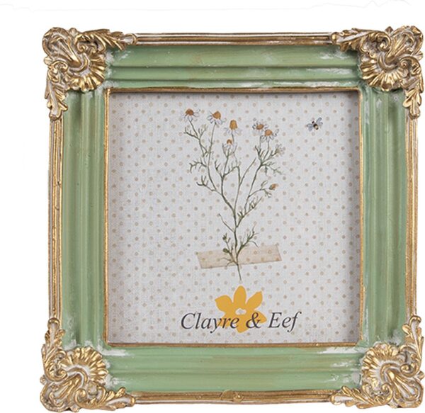 Clayre & Eef Fotolijst 10x10 cm Groen Kunststof Glas Fotokader