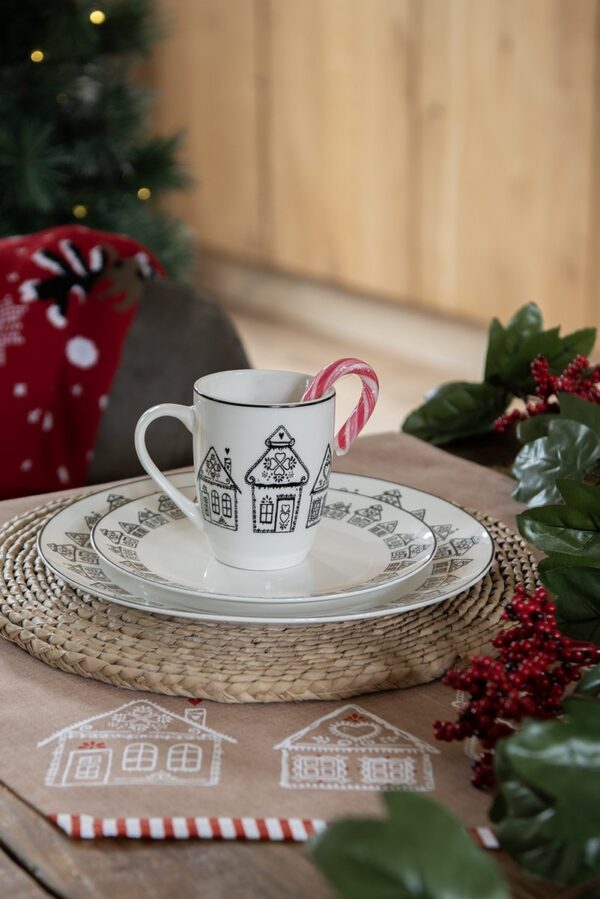 Clayre & Eef Servetten Katoen Set van 6 40x40 cm Bruin Katoen Gingerbread house - Afbeelding 2