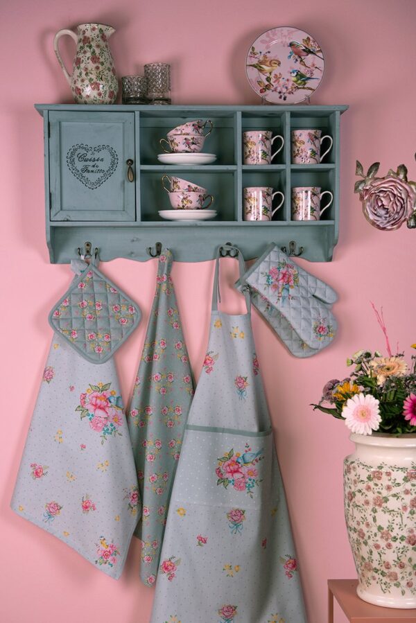 Clayre & Eef Servetten Papier Set van 20 33x33 cm (20) Groen Roze Papier Bloemen Servetten Papieren - Afbeelding 5