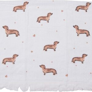 Clayre & Eef Gastendoekje 40x66 cm Beige Bruin Katoen Rechthoek Teckels Toilet Handdoek