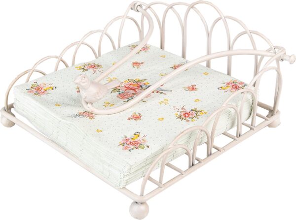 Clayre & Eef Servetten Papier Set van 20 33x33 cm (20) Groen Roze Papier Bloemen Servetten Papieren - Afbeelding 3
