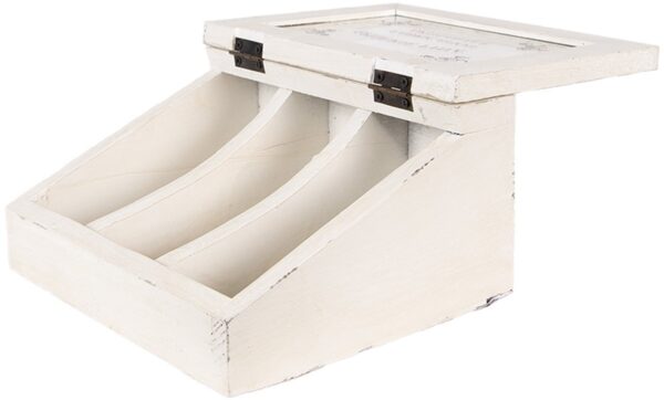 Clayre & Eef Theedoos 18x16x9 cm Wit Hout - Afbeelding 2