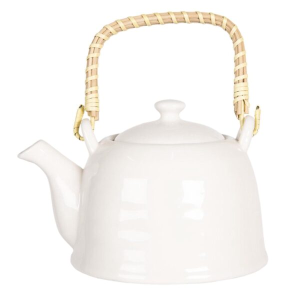 Clayre & Eef Theepot met Filter 800 ml Wit Porselein Rond Theekan - Afbeelding 5