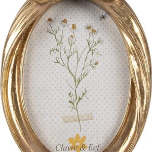Clayre & Eef Fotolijst 10x15 cm Goudkleurig Kunststof Glas Ovaal Fotokader