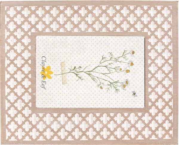 Clayre & Eef Fotolijst 10x15 cm Wit Bruin Hout Glas Rechthoek Fotokader - Afbeelding 3