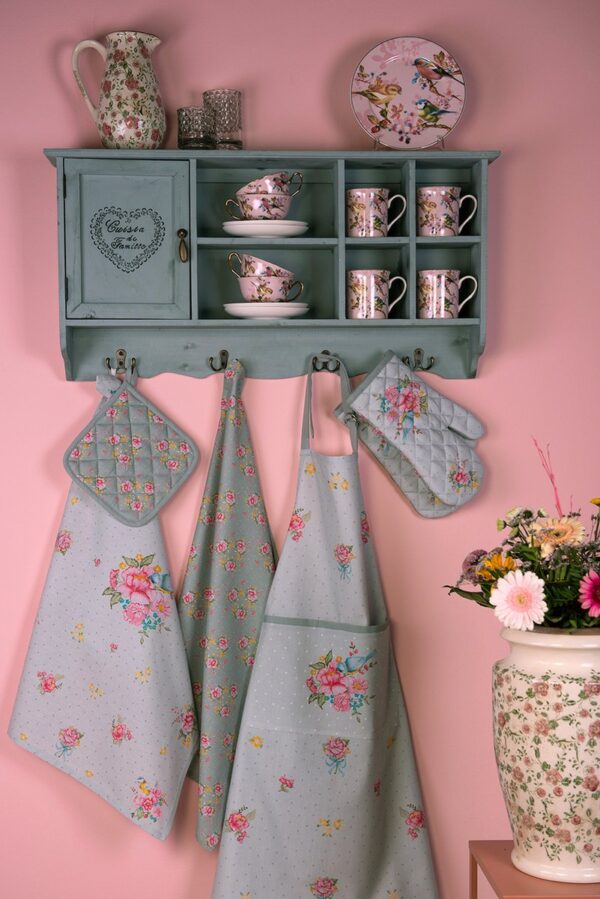 Clayre & Eef Servetten Papier Set van 20 33x33 cm (20) Groen Roze Papier Bloemen Servetten Papieren - Afbeelding 4