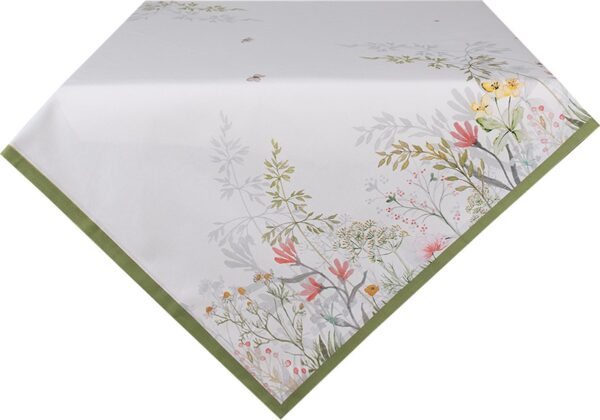 Clayre & Eef Tafelkleed 100x100 cm Wit Katoen Bloemen Tafellaken