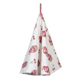 Clayre & Eef Theedoek Ø 80 cm Rood Wit Katoen Cupcakes