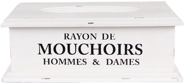 Clayre & Eef Tissue Box 28x16x10 cm Wit Hout